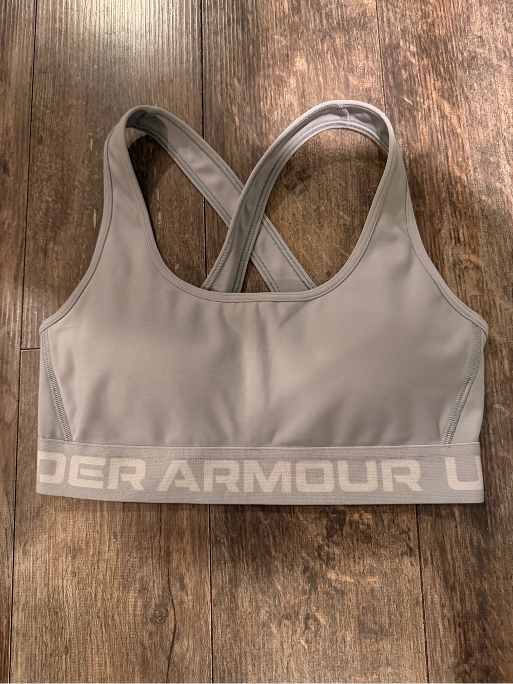 Under Armour Light Gray Crossback Logo Band Sports Bra